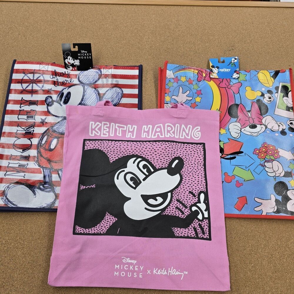 Mickey Mouse Reusable Bags NWT Including Fabric Keith Haring
